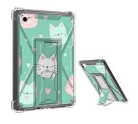 Tudguiloae for Samsung Tab A9+ 2023 Clear Case, Cute Smiling Cat Pattern Transparent Cover with Built-in Stand and Corner Protection, See-Through Case for Target Audience