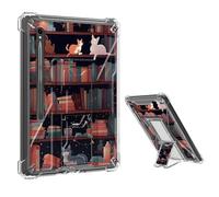 Tudguiloae for Samsung Tab S9+ 2023 Clear Case, Cute Bookshelf Pattern Transparent Cover with Built-in Stand and Corner Protection, See-Through Case for Target Audience