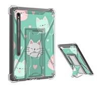 Tudguiloae for Samsung Tab S9 FE+ 2023 Clear Case, Cute Smiling Cat Pattern Transparent Cover with Built-in Stand and Corner Protection, See-Through Case for Target Audience