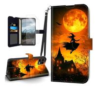 Tudguiloae for T-Mobile Revvl 8 Pro Case, Flip PU Leather Shockproof Phone Case for T-Mobile Revvl 8 Pro, Phone Wallet with Magnetic Clasp Card Holder and Screen Protector, Witch's Flight