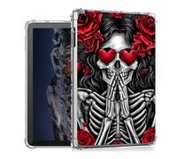 Tudguiloae for Tab A9 Plus 2023 Case Lightweight Slim Transparent Soft TPU Shockproof Four Corner Anti-Fall Red Rose Skeleton Clear Skin Cover Perfectly Protection for Tab A9+(SM-X210/X216/X218)