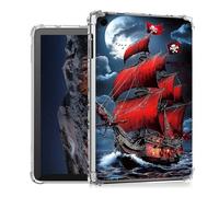 Tudguiloae for Tab A9 Plus 2023 Case Lightweight Slim Transparent Soft TPU Shockproof Four Corner Anti-Fall Red Pirate Ship Clear Skin Cover Perfectly Protection for Tab A9+(SM-X210/X216/X218)