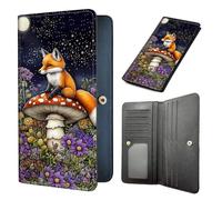 Tudguiloae Long Women Wallet, Ultra Slim Wallet for Women, RFID Blocking PU Leather Credit Card Holder,Business Travel Wallet-4, Cute Fox Garden, 7.7 x 3.5 inch