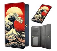 Tudguiloae Long Women Wallet, Ultra Slim Wallet for Women, RFID Blocking PU Leather Credit Card Holder,Business Travel Wallet-6, Sea Vector Illustration, 7.7 x 3.5 inch, Modern
