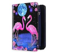 Tudguiloae RFID Blocking Passport Holder for Travel, Passport Cover Case for Travel Document Organizer Passport Card Holder, Passport Wallet with Card Slots for Men & Women 1, Pink Flamingos, 8.5*5.6