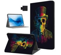 Tudguiloae Samsung Galaxy Tab A9+ Case, Auto Sleep/Wake, Gentleman Skull PU Leather Folio Cover with Hard TPU Back Shell, Multi-Viewing Angles Flip for Galaxy Tab A9 Plus Tablet Case