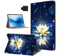 Tudguiloae Samsung Galaxy Tab A9 Case, Auto Sleep/Wake, Golden Lotus Flower PU Leather Folio Cover with Hard TPU Back Shell, Multi-Viewing Angles Flip for Galaxy Tab A9 Tablet Case