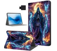 Tudguiloae Samsung Galaxy Tab A9 Case, Auto Sleep/Wake, Skeleton Death Reaper PU Leather Folio Cover with Hard TPU Back Shell, Multi-Viewing Angles Flip for Galaxy Tab A9 Tablet Case