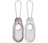 TUDIOW 2 Pack Compatible with Samsung Galaxy Smart Tag 2 Case Secure Holder with Wire Cable Lock for Smart Tag 2 Anti-Lost Protective Cover for Samsung Galaxy SmartTag 2 (Clear+Clear Gray)