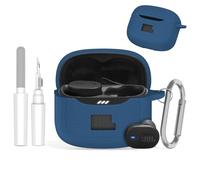 TUDIOW Protective Case for JBL Tune Buds 2, Compatible with JBL Earbuds Tune Buds 2 Charging Case - Soft Silicone Cover with Carabiner & Cleaning Kit, Front LED Visible (Navy Blue)