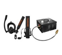 TUDIVING-0.5L Diving Tank with Air Compressor,Mini Lung Tank Support 6-10 Minutes Underwater Breathing,Reusable Scuba Tank for Underwate Work (S200Plus A3 black UK)
