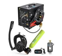 TUDIVING-0.5L Diving Tank with Air Compressor,Mini Lung Tank Support 6-10 Minutes Underwater Breathing,Reusable Scuba Tank for Underwate Work (S200Plus A4 green UK)