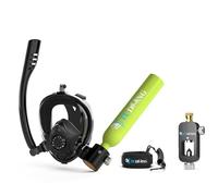 TUDIVING-0.5L Portable Mini Diving Tank,Snorkeling Oxygen Cylinder Support 6 Minutes of Underwater Breath,Scuba Tank Pony Bottle with Hand Pump (S200Plus A2 green UK)