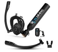 TUDIVING-0.5L Portable Mini Scuba Tank,Diving Oxygen Cylinder with Full Face Snorkel Mask,Lung Tank Kits for Underwater Diving Breathing Training/Rescue/Boat Cleaning (S200Plus A2 black UK)