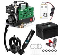 TUDIVING-0.5L Portable Mini Scuba Tank with Air Compressor,Diving Oxygen Cylinder with Full Face Snorkel Mask,Lung Tank Kits for Underwater Diving Breathing Training/Boat Cleaning (S200Plus A3 black)