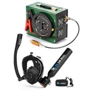 TUDIVING-0.5L Portable Mini Scuba Tank with Compressor,Diving Oxygen Cylinder with Full Face Snorkel Mask,Lung Tank Kits for Underwater Diving Breathing Training/Boat Cleaning (S200Plus A4 black)