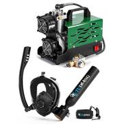TUDIVING-0.5L Portable Mini Scuba Tank with Compressor,Diving Oxygen Cylinder with Full Face Snorkel Mask,Lung Tank Kits for Underwater Diving Breathing Training/Boat Cleaning (S200Plus A3 black UK)