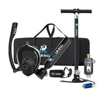 TUDIVING-0.5L Portable Mini Scuba Tank with Pump,Diving Oxygen Cylinder with Full Face Snorkel Mask,Lung Tank Kits for Underwater Diving Breathing Training/Rescue/Boat Cleaning (S200Plus A1 black)