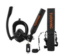 TUDIVING-0.5L Portable Mini Scuba Tank with Pump,Diving Oxygen Cylinder with Full Face Snorkel Mask,Lung Tank Kits for Underwater Diving Breathing Training/Rescue/Boat Cleaning (S200Plus A2 black UK)