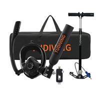 TUDIVING-0.5L Portable Mini Scuba Tank with Pump,Diving Oxygen Cylinder with Full Face Snorkel Mask,Lung Tank Kits for Underwater Diving Breathing Training/Rescue/Boat Cleaning (S200Plus A1 black UK)