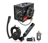 TUDIVING-0.5L Portable Mini Scuba Tank with Pump,Diving Oxygen Cylinder with Full Face Snorkel Mask,Lung Tank Kits for Underwater Diving Breathing Training/Rescue/Boat Cleaning (S200Plus A4 black)