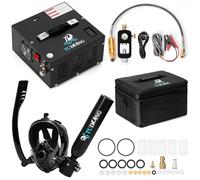 TUDIVING-0.5L Portable Mini Scuba Tank with Pump,Diving Oxygen Cylinder with Full Face Snorkel Mask,Lung Tank Kits for Underwater Diving Breathing Training/Rescue/Boat Cleaning (S200Plus A3 black)