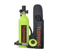 TUDIVING 1L Oxygen Tank,Portable Scuba Diving Tank for 15-20 Minutes Underwater Breathing,Reusable Mini Scuba Cylinser of DOT Certified (S400PLUS A1-Green UK)