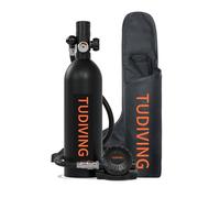 TUDIVING 1L Oxygen Tank,Portable Scuba Diving Tank for 15-20 Minutes Underwater Breathing,Reusable Mini Scuba Cylinser of DOT Certified (S400PLUS A1-Black UK)