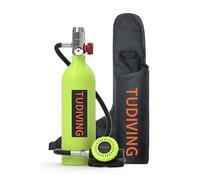 TUDIVING 1L Portable Scuba Diving Tank,Portable Scuba Tank for 15-20 Minutes Underwater Breathing,Reusable Mini Scuba Tank of DOT Certified (S400 A1-Green UK)