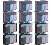Tudomro 12 Pcs Large Packing Cubes Luggage Organizers for Suitcase Mesh Travel Organizer Bags Travel Packing Organizers for Traveling Camping Hiking, Dark Gray, Black, 15.8 x 11.8 x 4.3 Inch
