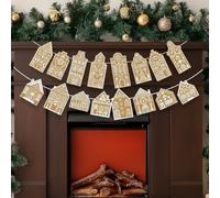 Tudomro 2 Pack Gingerbread Houses Garland Banner Christmas Hanging Decorations DIY Gingerbread Tree Ornaments Christmas Bunting Banner for Xmas Holiday Mantel Wall Home Decor