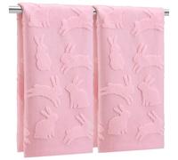 Tudomro 2 Pcs Easter Bunny Hand Towels for Bathroom 100% Cotton Bath Towel Pink Jacquard Soft Absorbent Kitchen Towel Dish Washcloth for Kitchen, 13.8 x 29.5 Inch