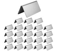 Tudomro 24 Pack 3" x 1-1/2" Stainless Steel Blank Table Tent Sign, Rustproof Fade Resistant Waterproof Easy Mounting Table Tent Sign for Restaurants Weddings Cafes Events Party Buffet Indoor Outdoor