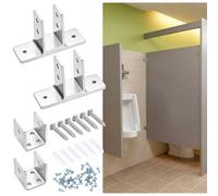 Tudomro 4 Pcs Toilet Partition Panel Zamac Brackets Set Polished Chrome Die Cast 2-ear Urinal Screen & U Shaped Brackets for 1 in Panels with Fastener Bathroom Stall Hardware for Installations Repair
