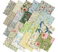 Tudomro 60 Pcs William Morris Flower Quilting Fabric Square 10 x 10 Inch Fat Quarter Cotton Vintage Floral Fabric Bundle Retro Leaf Bird Printed Precut Patchwork Material for Sewing DIY Craft Supplies