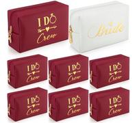Tudomro 8 Pcs Bridesmaid Cosmetic Bags for Wedding, Burgundy, 8.07 x 3.15 x | Bridesmaid Proposal Gifts I Can't Say I Do Without You Makeup Bag I Do Crew Toiletry Organizer for Bridal Shower Bachelorette