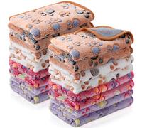 Tudomro 8 Pcs Guinea Pig Bedding Cage Liners Bulk Blankets Small Animal Flannel Throw Bedding Waterproof Absorbent Reusable Pet Pee Sleep Mat Pad Cover for Hamster Ferret(Paw,16 x 24 Inch)