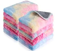 Tudomro 8 Pcs Guinea Pig Bedding Cage Liners Bulk Blankets Small Animal Flannel Throw Bedding Waterproof Absorbent Reusable Pet Pee Sleep Mat Pad Cover for Hamster Ferret(Tie Dye,16 x 24 Inch)