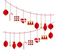 Tudomro Nordic Christmas Banners 6.6 ft Felt Red and White Garland Love Heart Candy Cane Trumpet Drum Lantern 3D Decoration Home Banners for Xmas Party Fireplace Indoor Outdoor Holiday Decor