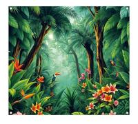 Tudomro Rainforest Refuge Fabric Backdrop - 10 x 9 ft Vbs 2026 Large Decorative Jungle Rainforest Background Banner, Polyester Wall Hanging with Grommets and Ropes for Church Vbs Stage Decoration