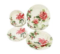 Tudor 12-Piece Premium Quality Round Porcelain Dinnerware Set, Service for 4 - Rosemary, See 10 Designs Inside!