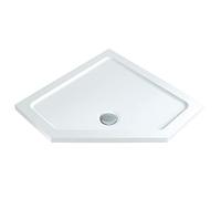 Tudor Bathroom Low Profile Stone Resin Acrylic Corner White Shower Tray- 900 x 900