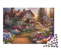 Tudor Cottage Garden 1000-Piece Jigsaw Puzzle Classic Educational Games for Senior Citizens Recycled Cardboard 52x38cm/1000pcs