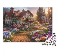 Tudor Cottage Garden Jigsaw Puzzles Puzzle for Adults Kids. 1000 Piece Interesting Whimsical Challenge Toy Educational Game Home Decoration for Adults& Kids Age 14 Years Up 52x38cm/1000pcs