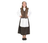 Tudor Girl Costume M-XL Kids Peasant Victorian Kitchen Maid Fancy Dress Book Day