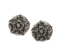 Tudor Rose Cufflinks, Handcrafted English Made Pewter, Silver Finish, with Gift Box