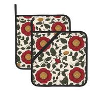 Tudor Rose Pattern Square heat-proof pot holders (set of two) 8x8 in : Quality fabrics, Anti-scalding and easy to clean