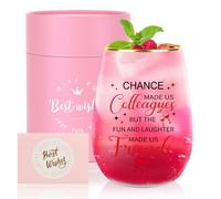 TuDou Leaving Gifts for Colleagues Women, Retirement Thank You Gifts for Women, Birthday Christmas Presents Or Colleagues Men Women Coworkers Friend Boss, Funny 16 Oz Stemless Wine Glass Gift