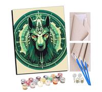TUDOUTU Paint by Numbers Ancient Egypt Style Green Wolf Magic Circle (25) Kits for Beginners Adults DIY Art Decor Hand Painted Painting by Numbers Creative Gift Home Decoration 16x20 inch with Frame
