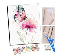TUDOUTU Paint by Numbers Butterfly Love Flower 1 for Adults DIY Oil Painting Gift Kits Pre-Printed Canvas Art Home Decoration 16x20 inch with Frame
